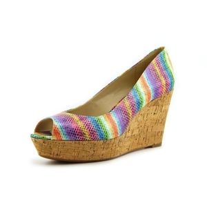 Nine West 9 M Cheerful Rainbow Open Toe Wedge